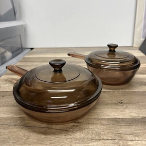 PYREX Corning Vision set 7” Skillet With Lid Fry Pan Waffle Bottom & 6" pan - Picture 1 of 7
