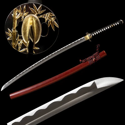 Navaja de afeitar de acero T10 de 41"" pulida a mano hoja afilada Katana espada samurai japonesa Foto 1 de 4