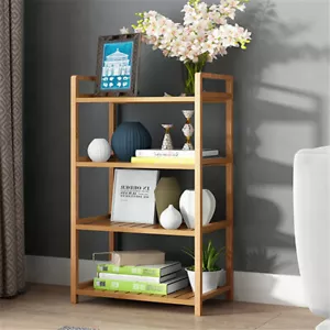 4 Tier Bamboo Kitchen Bathroom Laundry Shelf BookShelf Storage Rack Shop Display - Picture 1 of 12