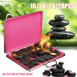 16/20/24/28pcs Hot Massage Stone Basalt Stones Set Rock SPA Massage Heat Box Kit
