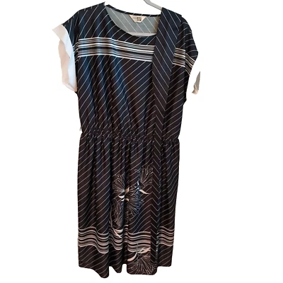 Vintage Sears Fashion Place Belted Dress Elastic Waist Original Plastic Cover L - Image 1 of 4