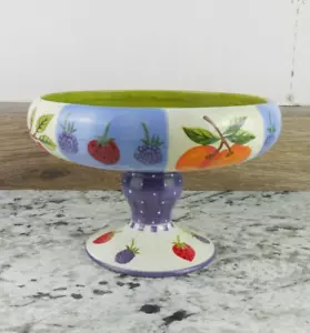 Zrike Fruit Medley Muster Kompott mit Fuß Jane Adams 6" hoch - Bild 1 von 7