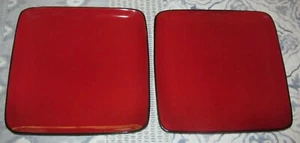 2 Hometrends Home Trends Dinner Plate Rave Red Black Square 10.75" x 10.75" - Picture 1 of 4