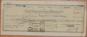 CAMBIALE 22 NOVEMBRE 1956 SOCIETA GENERALE CONSERVE ALIMENTARI CIRIO NAPOLI - Foto 1 di 1