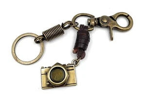 Schlüsselanhänger Kamera Leder Fotoapperat Knipser Fotos Metall Anhänger Charm - Bild 1 von 5