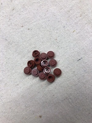 LEGO Parts - Reddish Brown Plate Round 1 x 1 - No 4073 - QTY 14 - Image 1 of 2
