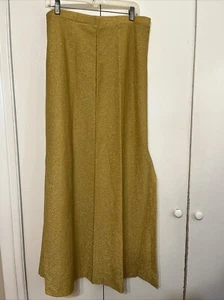 Vtg Expressions Miami Skirt Size 18 Gold Metallic A Line Maxi 1960s Front Slit - Picture 1 of 6