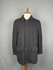 Burberry London Mens Overcoat Size L Black Wool Long Sleeve Winter - Picture 1 of 10