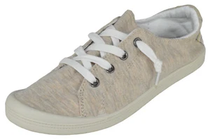 Forever Flat Women Shoes Canvas Slip-On Sneakers Lace Up Loafers Comfort01 Beige - Picture 1 of 5