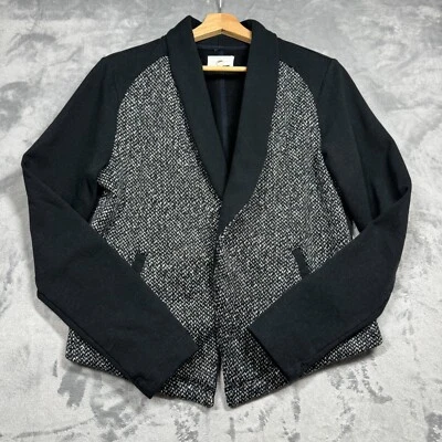 Chaqueta Lou & Grey Tweed Tejida Frente Abierto Mujer Talla Mediana Negra Blanca Bolsillos Foto 1 de 4