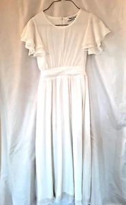 Grace Karin Long Sheer White Dress/ Flower Girls Size 11-12 exc. cond.wedding - Picture 1 of 8