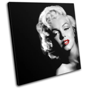 Marilyn Monroe Red Lips Iconic Celebrities SINGLE CANVAS WALL ART Picture Print - Picture 1 of 1