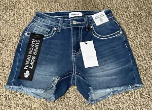 Neu Bambus superweiche Denim verzierte Shorts Größe 3 - Bild 1 von 4