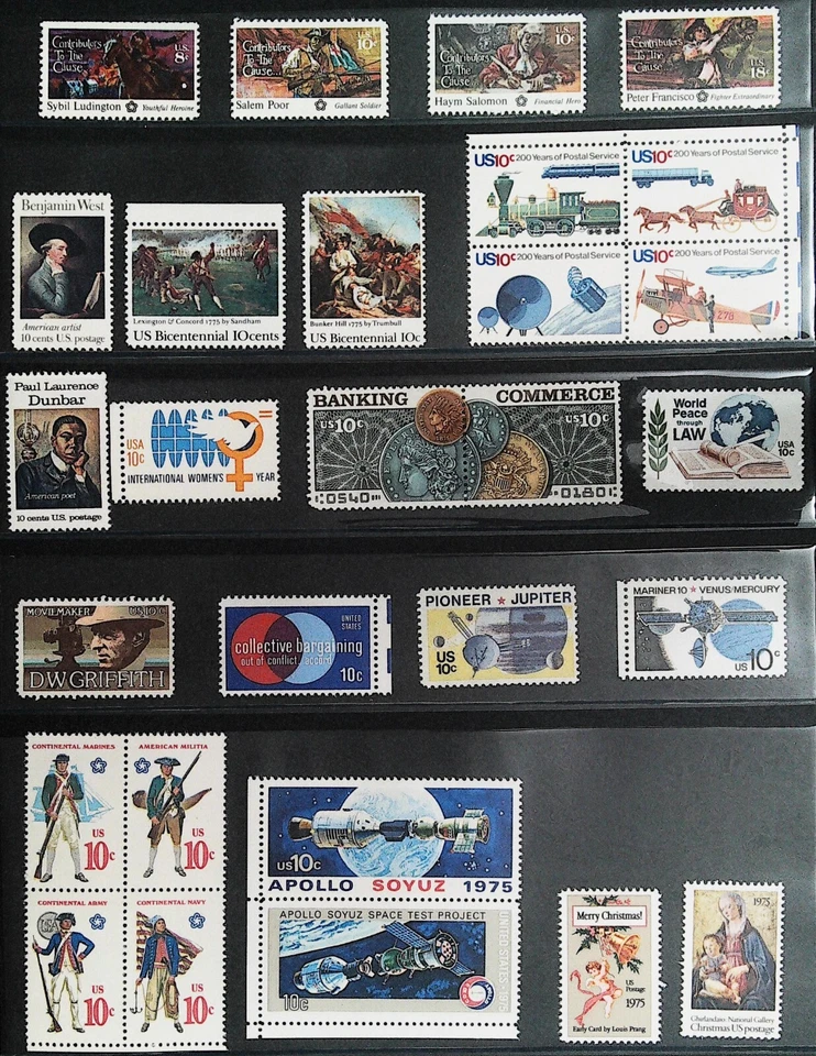 Set Postage Mh Stamp  Year us 1975 commemorative collectibles stamp collection - Image 1 of 4