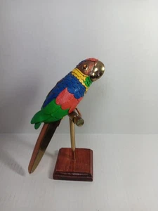 Pappagallo persico vintage ottone rame stile Sergio Bustamente colore pelle piume 10" - Foto 1 di 6