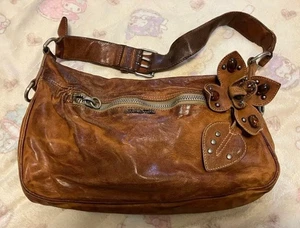 Bolso de Hombro Miu Miu Archive Flor Bolso de Mano Cuero Marrón Tachuelas Floral Y2K - Imagen 1 de 11