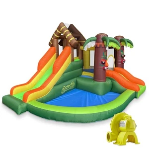 Jungle Bounce House with Two Slides and Blower, Inflatable Bouncer for Kids - Picture 1 of 7