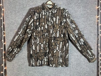 VTG Cabelas Made In USA Camo Fleece Button Up Shirt Trebark Camouflage Men's XL - Image 1 of 4