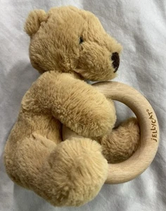 Jellycat Shooshu Bear Plush Ring Rattle Wooden Small Stuffed Animal Toy 6" - Picture 1 of 8