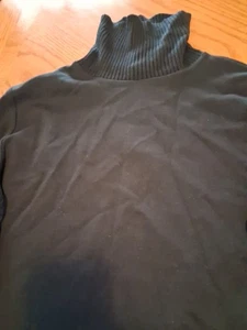 VTG 90s Liz Claiborne Black Lightweight Lycra Knit  Turtleneck Sweater LG NWT - Picture 1 of 9