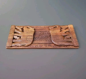 Vintage Handcarved Teak Elephant Expanding Book Holder Foldable - Picture 1 of 14