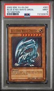 PSA 9 2002 Blue-Eyes White Dragon SDK-001 1st ED Ultra Rare YuGiOh English Mint - Picture 1 of 2