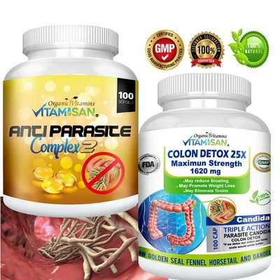 Anti Parasite Cleanse + Colon Detox 25X | Candida, Worms, Toxins | 200 Caps - Image 1 of 4