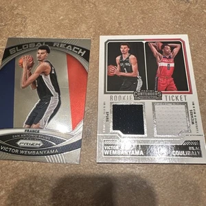 2023-24 Panini Contenders Victor Wembanyama/Bilal Coulibaly Dual Patch SA Spurs - Picture 1 of 18