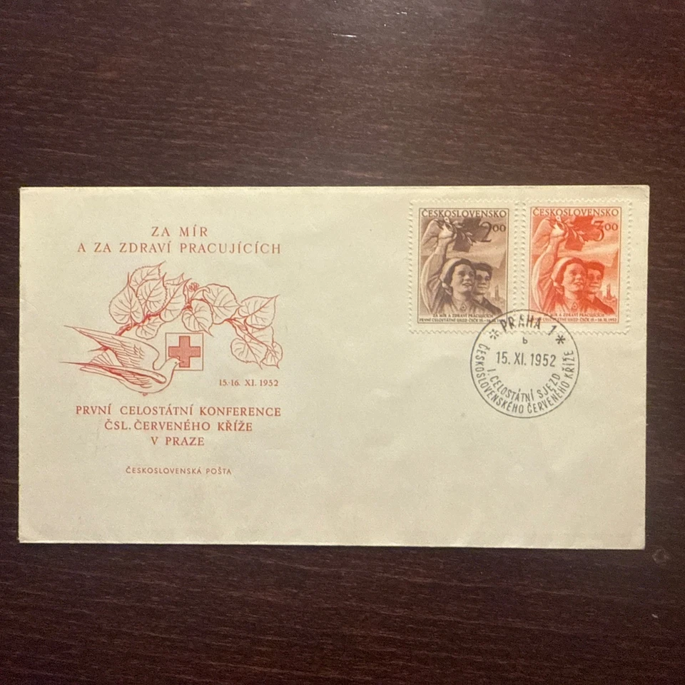 CECOSLOVAQUIA FDC CUBIERTA 1952 AÑO CRUZ ROJA SELLOS MEDICINA SANITARIA Foto 1 de 1