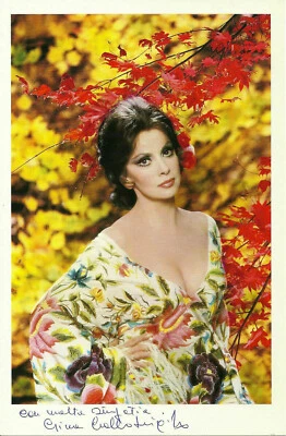 GINA LOLLOBRIGIDA Original Autogramm signierte Großkarte Top Portrait 80er - Bild 1 von 2