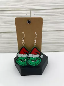 Grinch Earrings Christmas Jewelry Fun Holiday Accessory Unique Handmade Gift - Picture 1 of 3