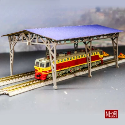  N Scale Diorama Railway Station Model Gauge Locomotive Depot Building Model - Image 1 of 4