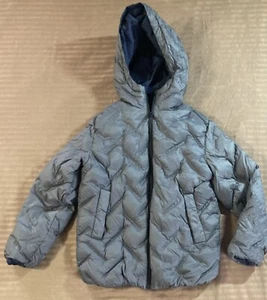 ZARA Reversible Blue Puffer Coat Gray Windbreaker Jacket Girl Sz 13-14  (164 cm) - Picture 1 of 3