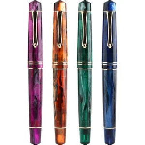 MAJOHN M800 Colorful Acrylic Fountain Pen Golden Clip Fine Nib F/0.5mm Gift #CP - Picture 1 of 15