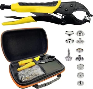 Heavy Duty Snap Fastener Tool kit, Punching Function, Snap Button Tool with Adj - Picture 1 of 6
