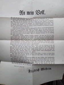 UNIKAT? Freiheitskriege 1813 Preussen König Friedrich Wilhelm III "AN MEIN VOLK" - Bild 1 von 1