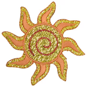 Sparkly Sun Applique Patch - Shimmery Star Solar Embroidered Badge 2.25" Iron On - Picture 1 of 1
