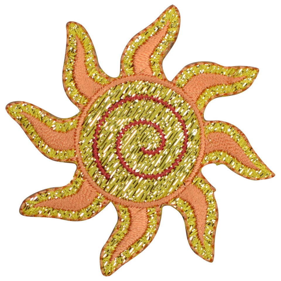 Sparkly Sun Applique Patch - Shimmery Star Solar Embroidered Badge 2.25" Iron On - Image 1 of 1