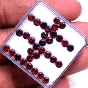 33 Pcs Natural Mozambique Garnet Untreated 4mm Round Diamond Cut Gemstones Lot - Picture 1 of 5