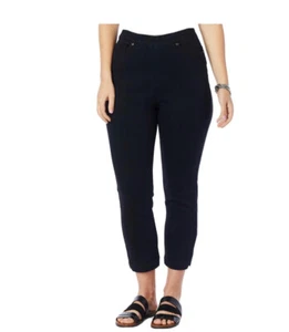 DG2 by Diane Gilman Womens Classic Split Hem Pull On Capri Pants Black Size XS - Picture 1 of 4