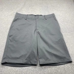 Nike Shorts Mens 32x9" Flat Front Chinos Gray Poly Cotton Golf Performance Logo - Picture 1 of 13