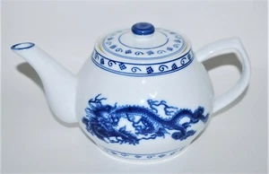 Blue Moon Chinese Teapot Ceramic White Blue Dragon - Picture 1 of 8