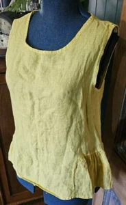 FRANCESCA BETTINI yellow linen sleeveless top. Size M /12 - Picture 1 of 9