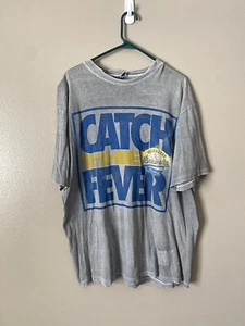 Vintage 1990s MLB Milwaukee Brewers Catch The Fever Baseball T-Shirt Distressed - Picture 1 of 11
