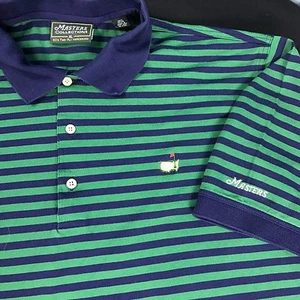 MASTERS COLLECTION XL Shirt Summer Golf Polo Augusta Logo Blue Green Stripe Mens - Picture 1 of 1