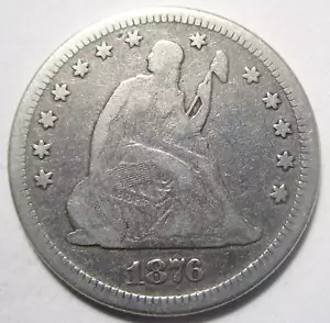 1876 Seated Liberty Quarter Fine - Picture 1 of 2