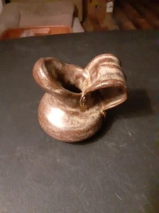3" Vintage studio pottery Brown Pinched Pitcher/Vase - Picture 1 of 8