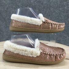 Sonoma Goods For Life Slippers Womens 7-8 M Moccasin Pink Faux Fur Glitter Flats