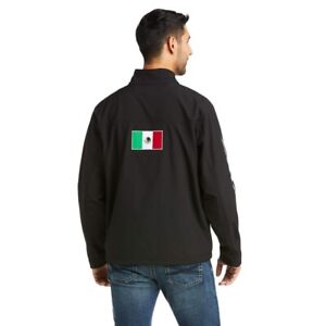 Ariat 10031424-BLK Mens New Team Softshell Mexico  Jacket Full Zip  - Black