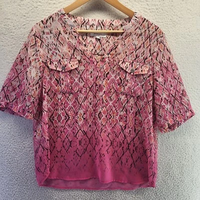 Blusa Two By Vince Camuto Feminina Rosa Média Bolso Manga 3/4 - Imagem 1 de 4